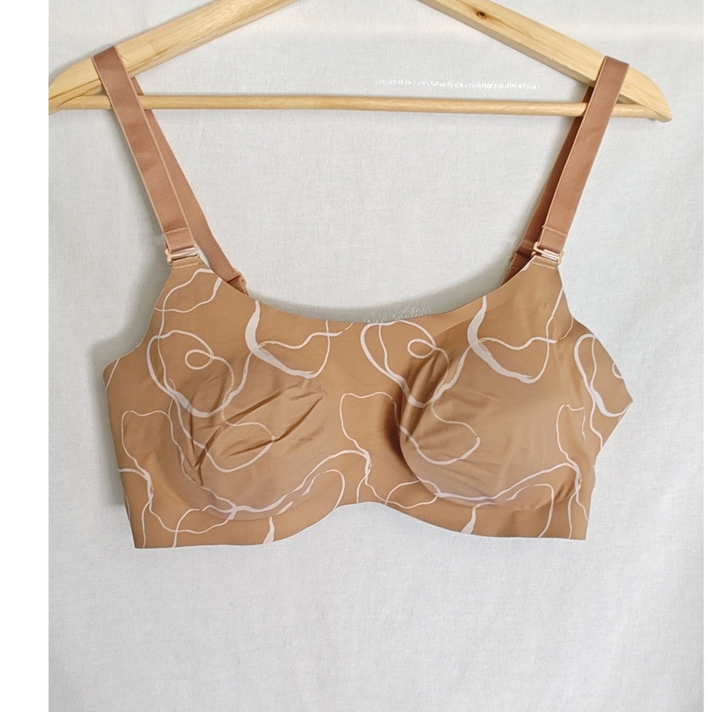 Knix Wireless Evolution Bra Bralette Size 5 Tan Brown Abstract Seamless Bonded